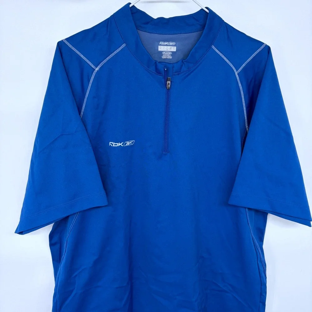 Blue Reebok Pro‎ Function 1/2 Zip Warm-Up Windbreaker Med. Short Sleeve Baseball